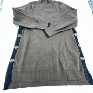 Chicos size 1/M Tunic With Buttons Down both Sides Mock Neck Brown and Black